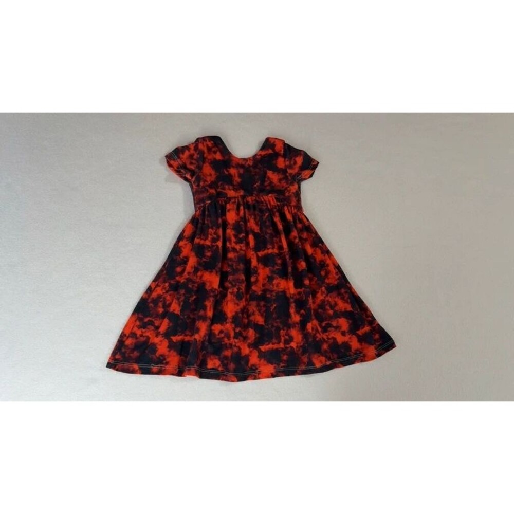 Toddler girl Red Black Tie Dye twirl Dress Kids Size 2T